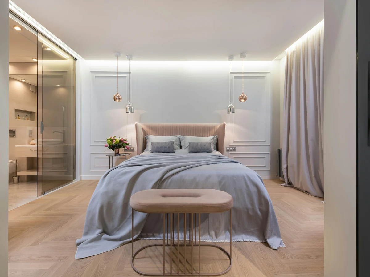 Bedroom painting in York by York Painters, elegant bedroom with LED lighting