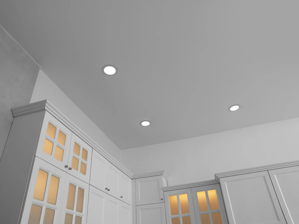 Ceiling painting in a York kitchen with recessed lighting by York Painters