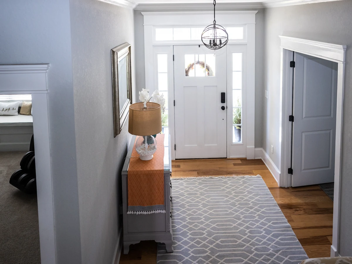 Grey foyer with white trim hallway painting in York