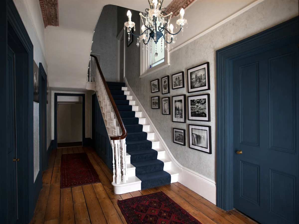 Victorian hallway with blue walls painted by York Painters